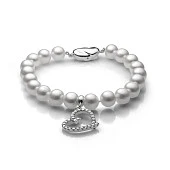 Браслет из белого круглого речного жемчуга 8,5-9,5 мм с подвеской из серебра