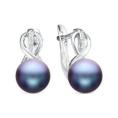 Серьги из серебра с черными речными жемчужинами 8,5-9 мм