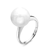 Кольцо из серебра с белой японской речной жемчужиной 14-14,5 мм