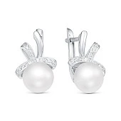 Серьги из белого золота с белыми речными жемчужинами 8,5-9 мм