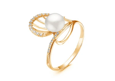 Кольцо из серебра с белой речной жемчужиной 7-7,5 мм