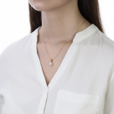 Подвеска из золота с белой пресноводной жемчужиной 7-7,5 мм