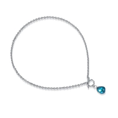 Цепочка-колье из ювелирного сплава с голубым барочным жемчугом 11-12 мм