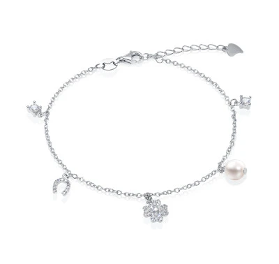 Браслет из серебра 925 пробы с белой морской жемчужиной Акойя 6-6,5 мм