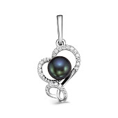 Кулон "Сердечко" из серебра с черной речной жемчужиной 7-7,5 мм Кулон "Сердечко" из серебра с черной речной жемчужиной 7-7,5 мм