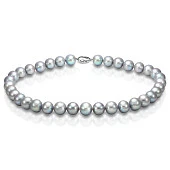 Ожерелье из серого круглого речного жемчуга класса АА+. Жемчужины 10,5-11,5 мм