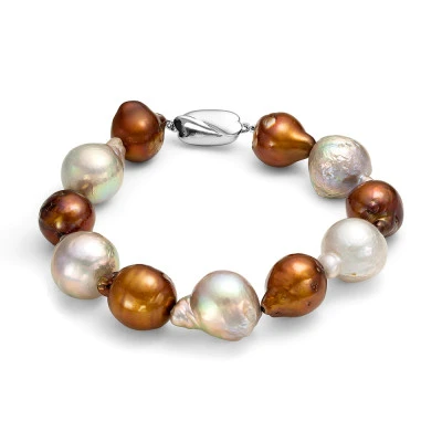 Браслет "микс" из барочного речного жемчуга. Жемчужины 13-17 мм