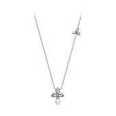 Колье из серебра с белой круглой речной жемчужиной 8,5-9 мм