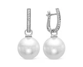 Серьги из белого золота с белыми морскими Австралийскими жемчужинами 13-13,5 мм