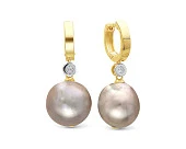 Серьги из серебра с серебристыми жемчужинами "Барокко" 13-16 мм