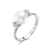 Кольцо из белого золота с белой речной жемчужиной 8,5-9 мм