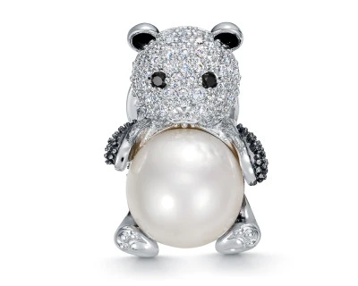 Брошь из сплава с белой пресноводной жемчужиной "Эдисон" 11,5-12 мм