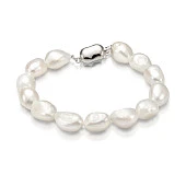 Браслет из белого барочного речного жемчуга класса ААА. Жемчужины 9-9,5 мм