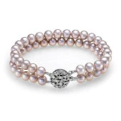 Браслет в 2 ряда из серого круглого морского жемчуга. Жемчужины 6,5-7 мм