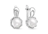 Серьги из серебра c белыми речными жемчужинами 8-8,5 мм