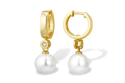 Серьги из серебра с белыми речными жемчужинами 8,5-9 мм