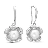 Серьги из серебра c белыми речными жемчужинами 9,5-10 мм