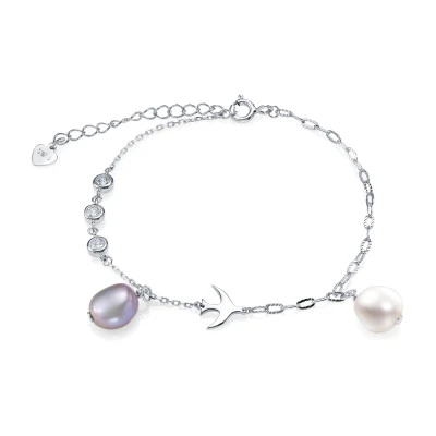 Браслет из серебра 925 пробы с барочными речными жемчужинами 8-8,5 мм