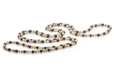Длинные бусы "микс" из речного круглого жемчуга. Жемчужины 8,5-9,5 мм