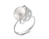 Кольцо из серебра с белой речной жемчужиной 10,5-11 мм