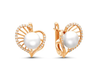 Серьги из серебра с белыми речными жемчужинами 7,5-8 мм