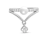 Кольцо из серебра с белой речной жемчужиной 5 мм