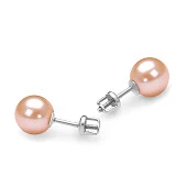 Пусеты из серебра 925 пробы с розовыми речными жемчужинами 8,5-9 мм