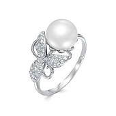 Кольцо из серебра с белой речной жемчужиной 9,5-10 мм