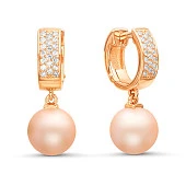 Серьги из серебра с розовыми речными жемчужинами 8,5-9 мм