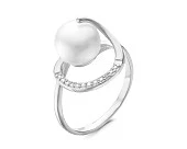 Кольцо из серебра с белой речной жемчужиной 8,5-9 мм