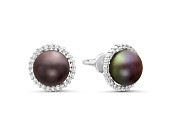 Серьги из серебра с черными речными жемчужинами 7-7,5 мм