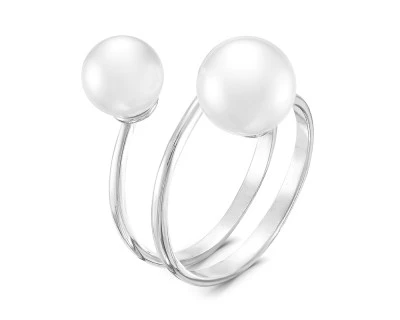 Кольцо из серебра с белыми речными жемчужинами 7-8,5 мм