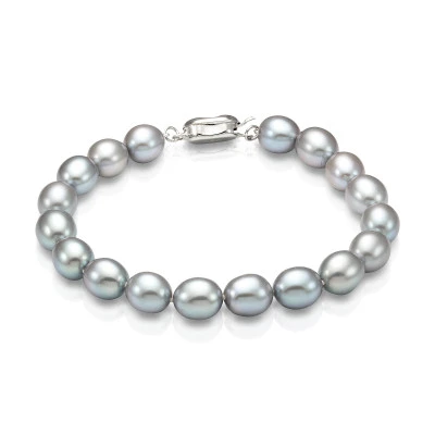 Браслет из серого рисообразного речного жемчуга. Жемчужины 9-10 мм