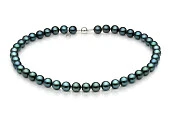 Ожерелье из черного круглого морского жемчуга Акойя (Япония). Жемчужины 7-7,5 мм. Класс ААА