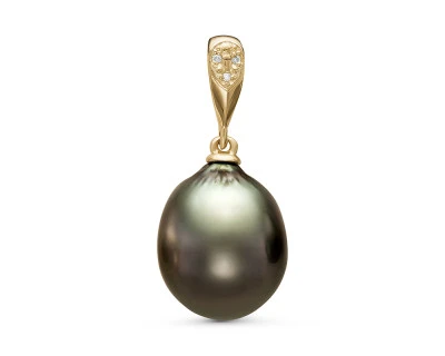Подвеска из золота с черной морской Таитянской жемчужиной 14,6-14,9 мм