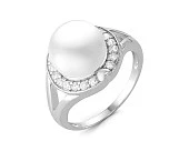 Кольцо из серебра с белой речной жемчужиной 10 мм
