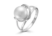 Кольцо из белого золота с белой речной жемчужиной 8,5-9 мм