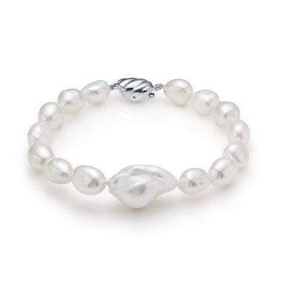 Браслет из белого жемчуга барокко класса ААА. Жемчужины 8-17 мм