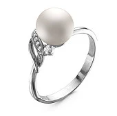 Кольцо из белого золота с белой речной жемчужиной 8,5-9 мм